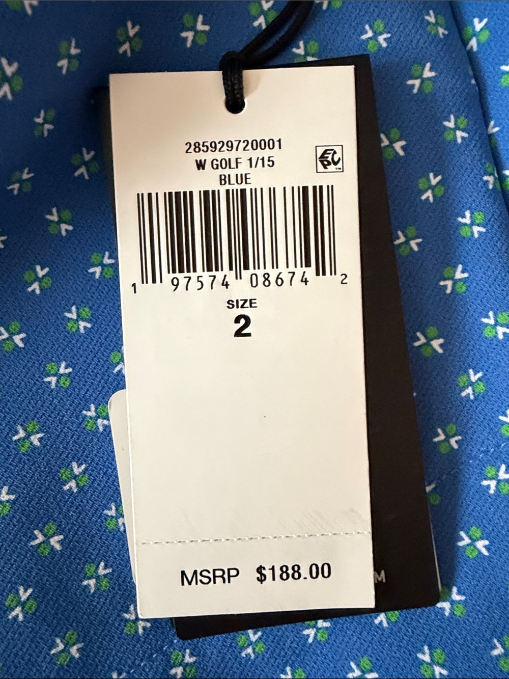 RLX Ralph Lauren Golf/Sports Blue Straight Leg Pants w/ Green/White Pattern 2 - Picture 8 of 10